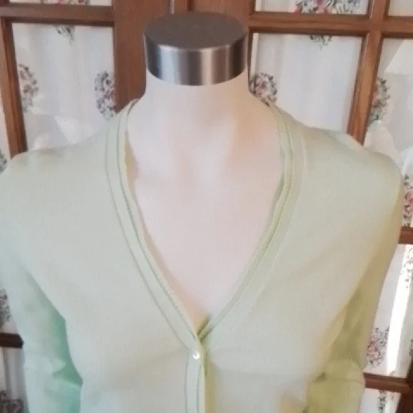 Two Cardigans, Cotton, Green, Aqua, Eddie Bauer & Studio Works. Size Small. - Picture 15 of 16